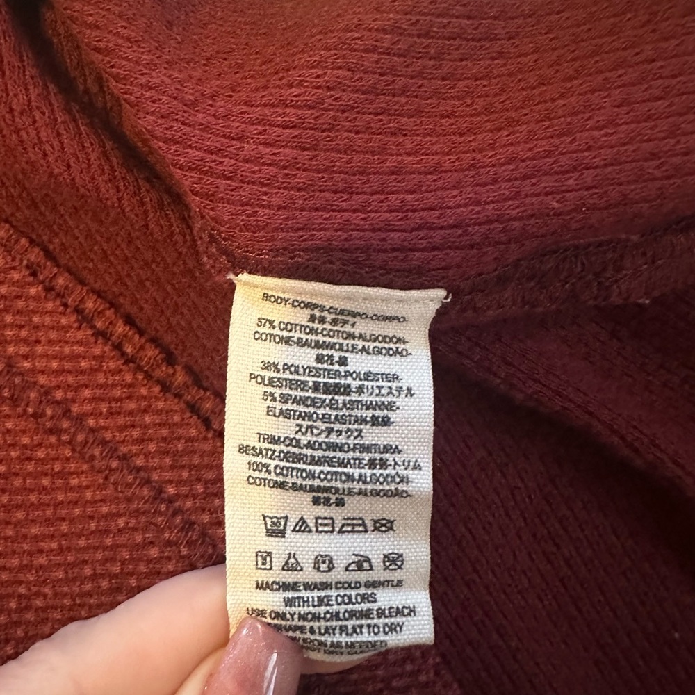 Free People Thermal Top L Burgundy Sunnie Valley Long Sleeve Boho Cuff Detail - Picture 5 of 8